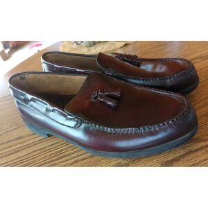 Hitchcock Wide Shoes For Men Size 13 3E  Burgundy Leather Tassel Dress Loafers
